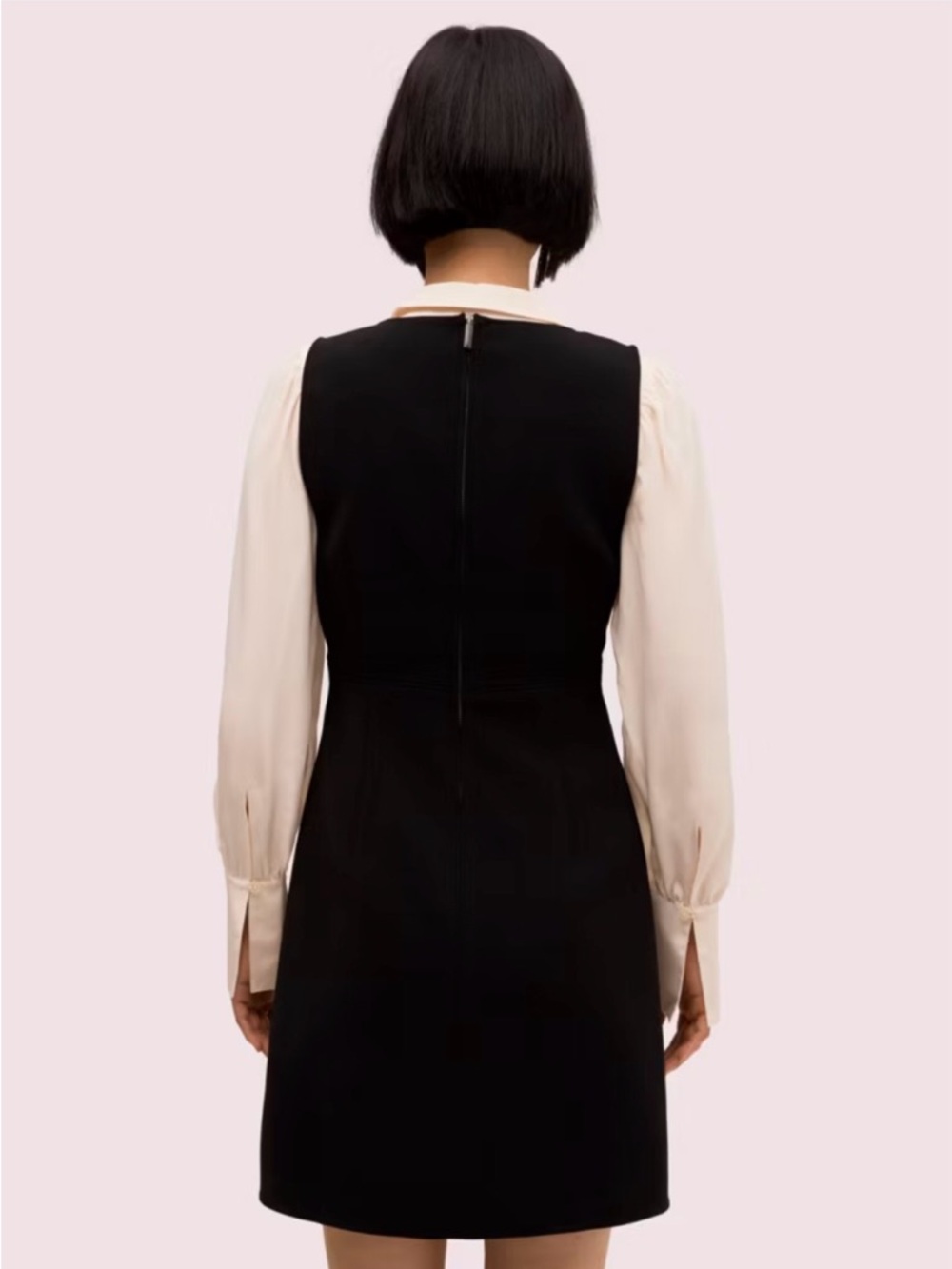 Kate Spade  Black Woven Pinafore Dress with Pink Branded Neck Label Size 6 - Picture 3 of 6